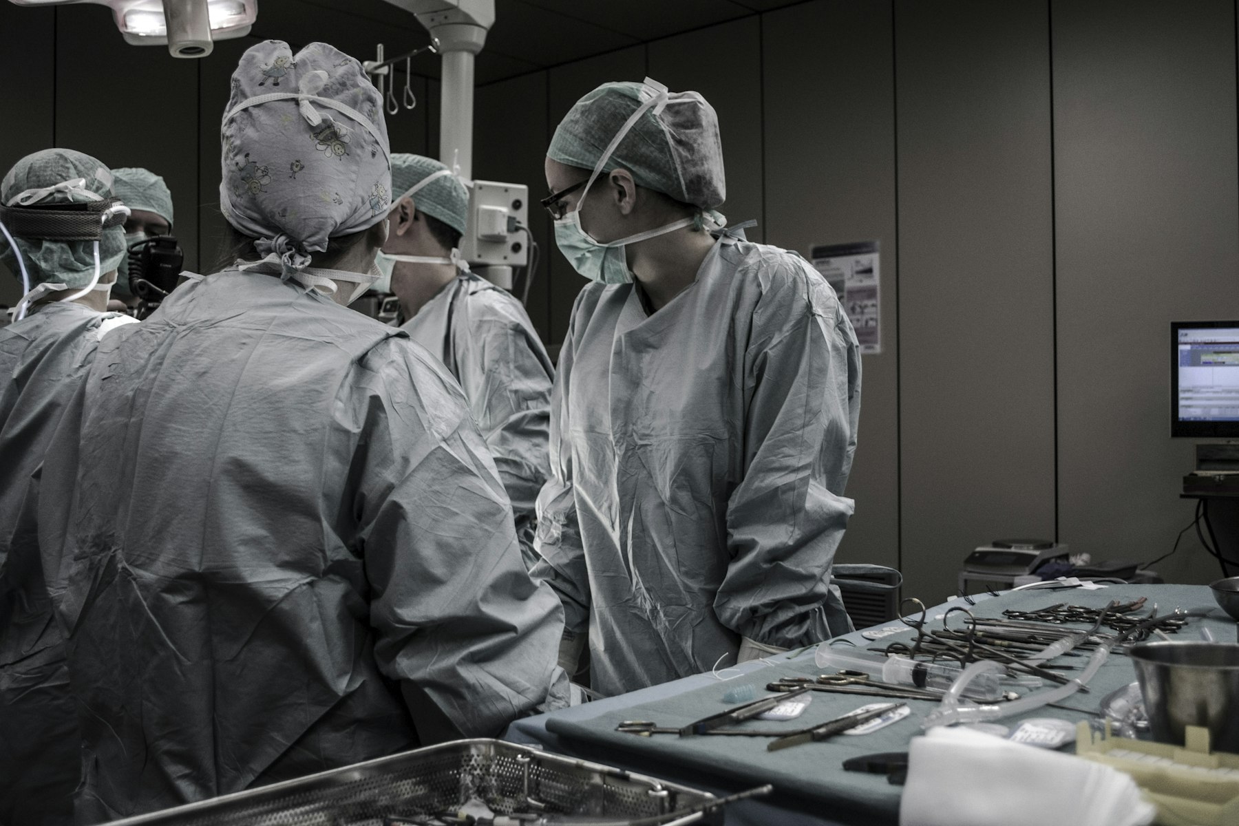 Surgical team in an operating theatre
